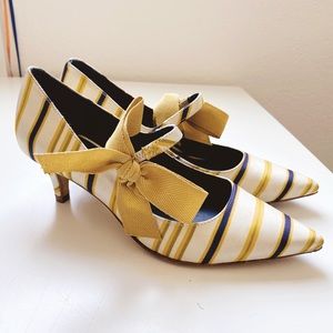 Tory Burch Beverly satin kitten heels yellow 5.5